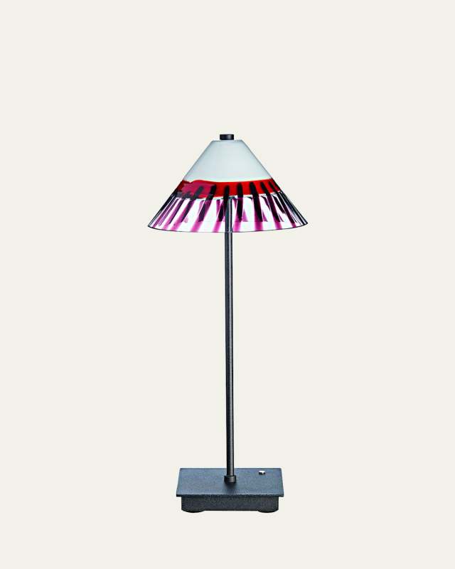 Red Stripe Murano Glass Table Lamp
